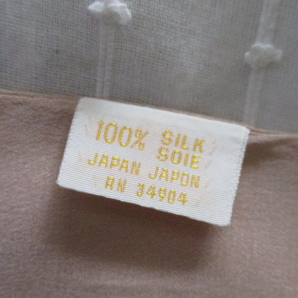 1990s tan silk pointed end scarf - Picture 3 of 5